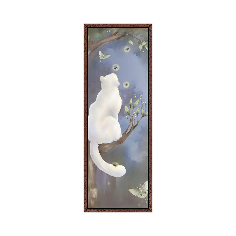 Fireflies - Panoramic Print on Canvas, 30.48 cm H x 91.44 cm W, Classic Brown Wood Framed