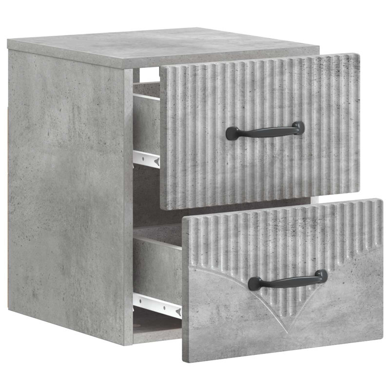 34.5cm W Manufactured Wood Bedside Table, Concrete Grey