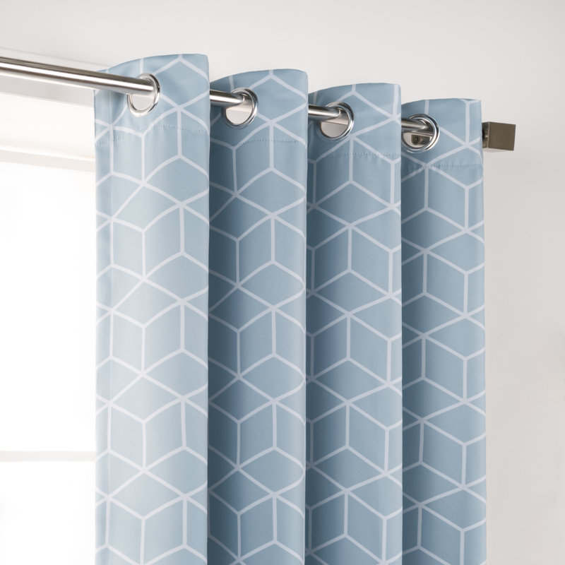 Kamri Polyester Room Darkening Curtain Panel Pair Single Panel, Blue, 52" W x 84" L