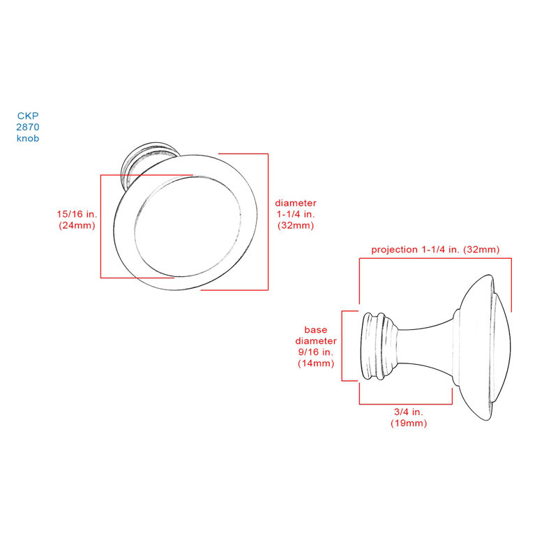 Enhance 1-1/4 Diameter Mushroom Knob