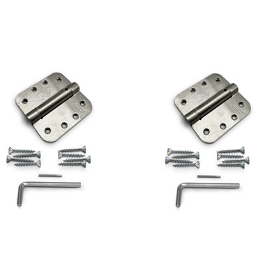 2 Pack Polished Chrome Self-Closing Heavy Duty Mortise Fire Rated Door Hinges 4" × 4"
