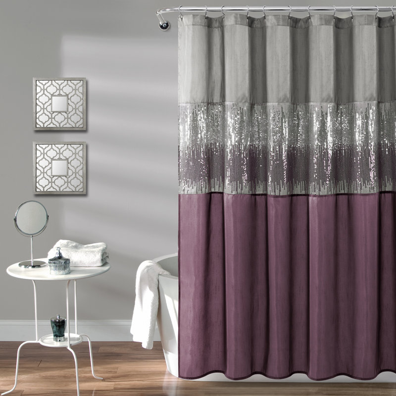 Pruneda Polyester Shower Curtain, Grey/Purple, 183cm W x 183cm L