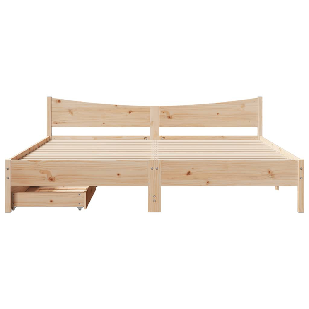 Bed Frame With Drawers 160X200 Cm Solid Wood Pine