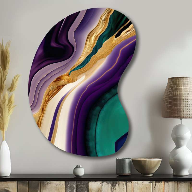 «Mauve», «Green» et «Bold Strokes II» - Art mural asymétrique abstrait en métal, impression d'art en forme de mauve unique