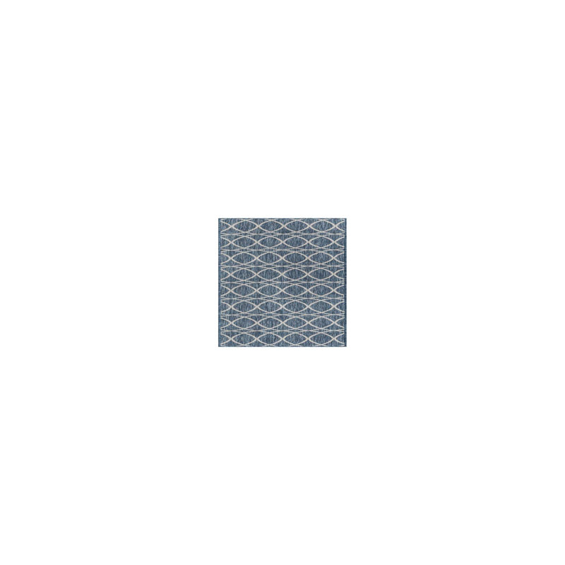 Blue Gitter Indoor/Outdoor Trellis Rug, Runner 2' x 7'10"