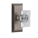 Grandeur Fifth Avenue Short Plate Single Dummy with Carré Crystal Door Knob