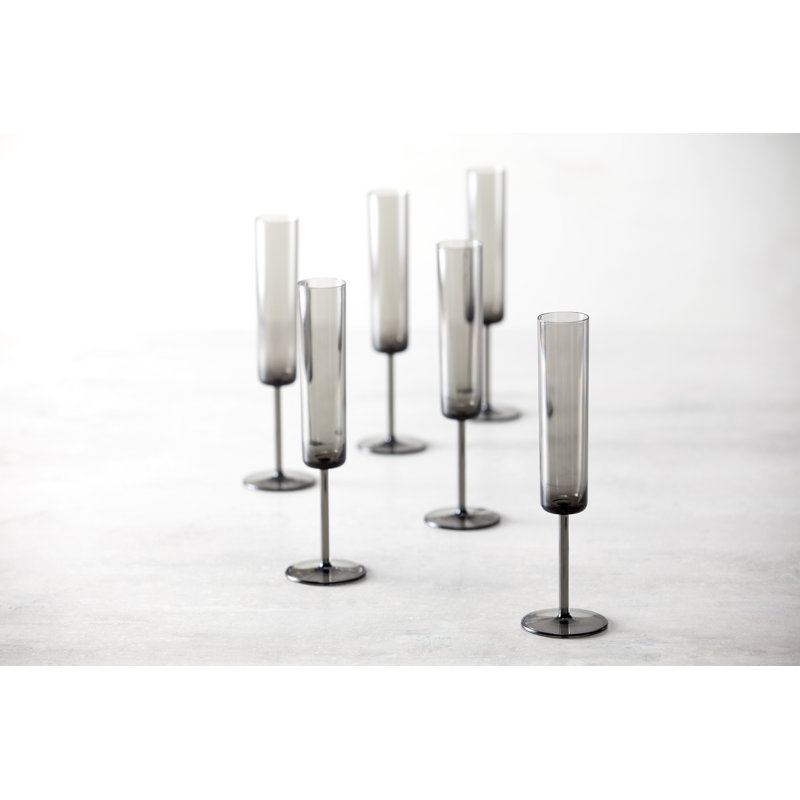 Gray 6oz Copolyester Champagne Flute Set of 6
