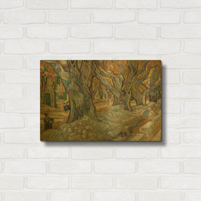 'The Large Plane Trees (Road Menders At Saint-Rémy) 1889' By Vincent Van Gogh Gold Metal Wall Art, 24" x 16"