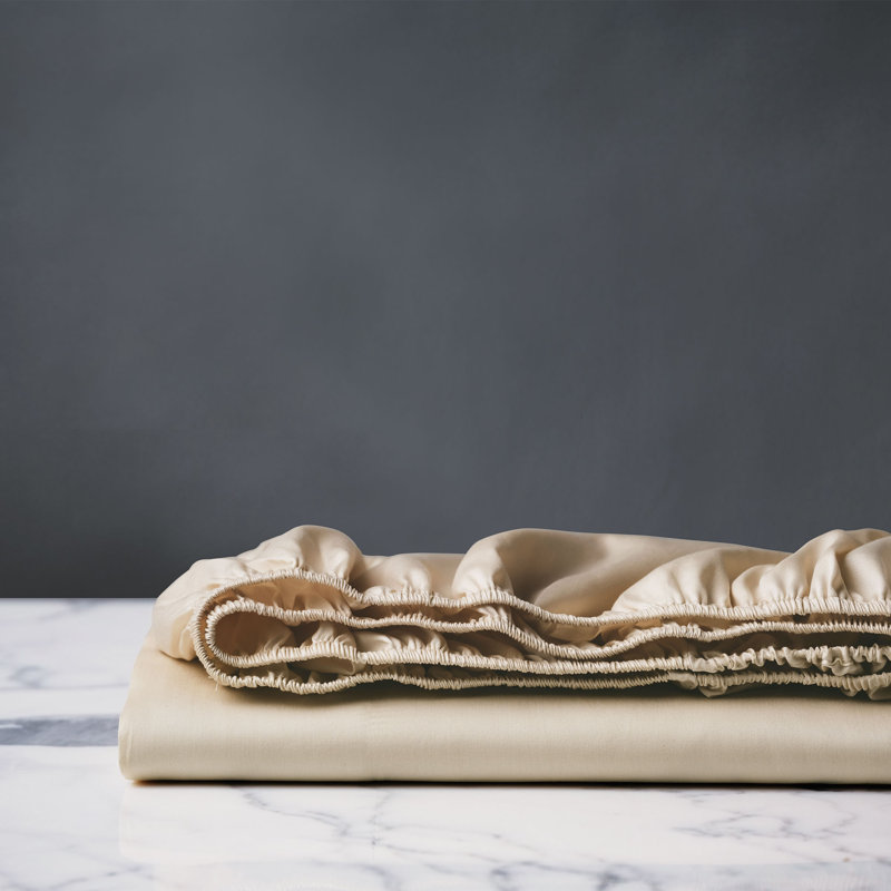 Deluca 100% Cotton Sateen Fitted Sheet, Almond, Full Fitted Sheet
