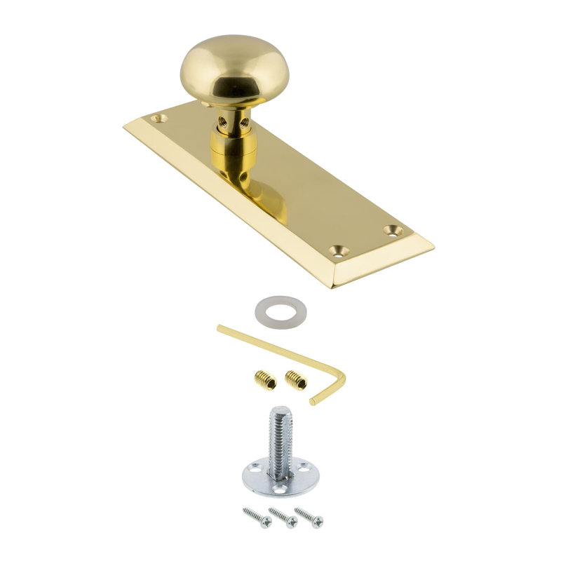New York Plate with New York Door Knob, Polished Brass