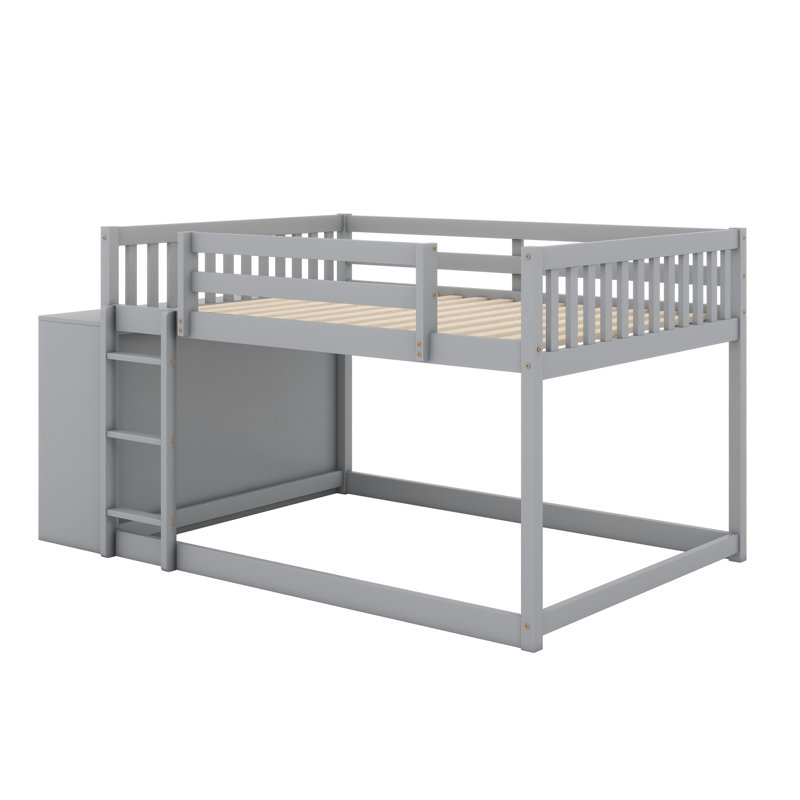 Lit superposé avec 4 tiroirs et 3 tablettes, Gris