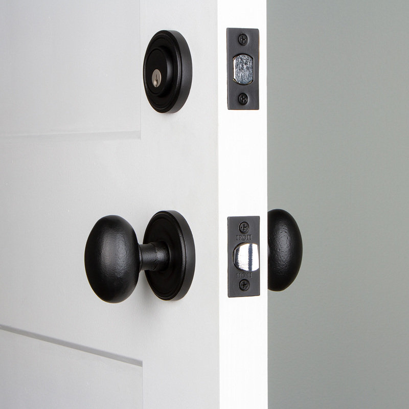 Ageless Iron Loch Rosette Entry Set with Single Cylinder Deadbolt and Aeg Knob, 2.375