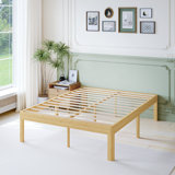18" High Wood Platform Bed Frame,  Underbed Storage, Easy Assembly, No Box Spring Needed