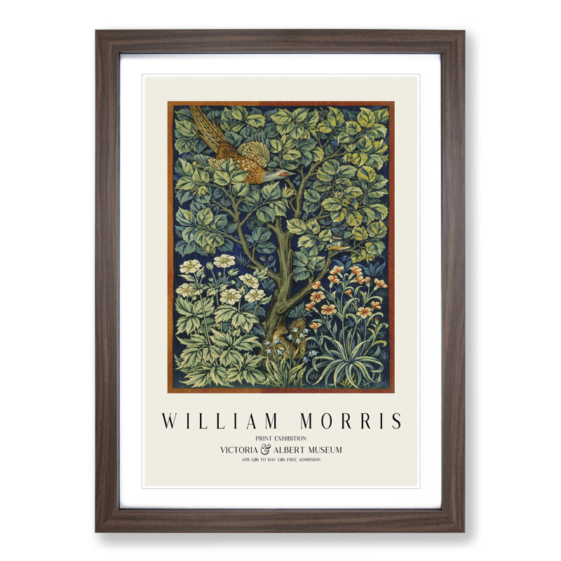 Cock Pheasant by William Morris - Picture Frame Art Prints, Walnut, 65cm H x 48cm W x 2cm D