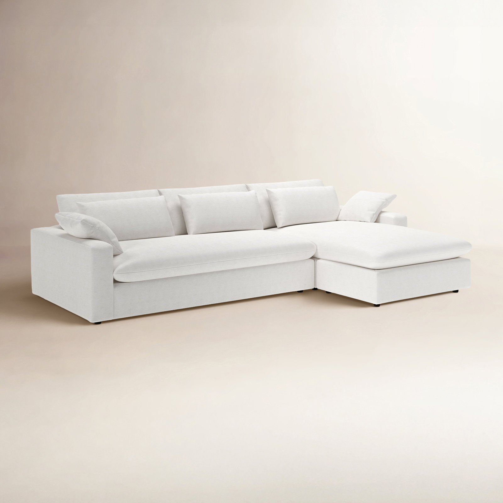Remy Chaise Sectional, Nomad Snow Crypton® Chenille, Right Hand Facing
