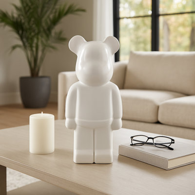 Decorative Bear Figurine Statue For Home Decor - Minimalist Decorative Object For Bedroom Or Shelf Decor - Modern Decoration For Living Room - 12"