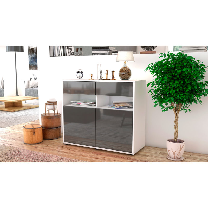 Portola 92cm Sideboard, White/High gloss grey