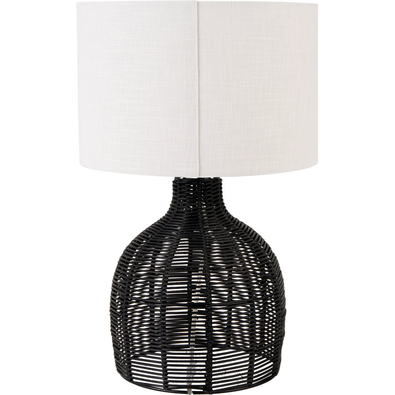 Caswell Wicker/Rattan Table Lamp, Black 