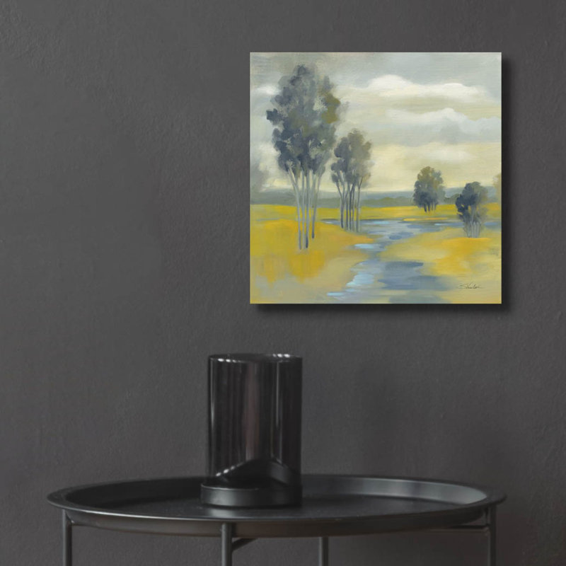  «Mustard Yellow Fields» par Silvia Vassileva, art mural en verre acrylique, 12 po x 12 po