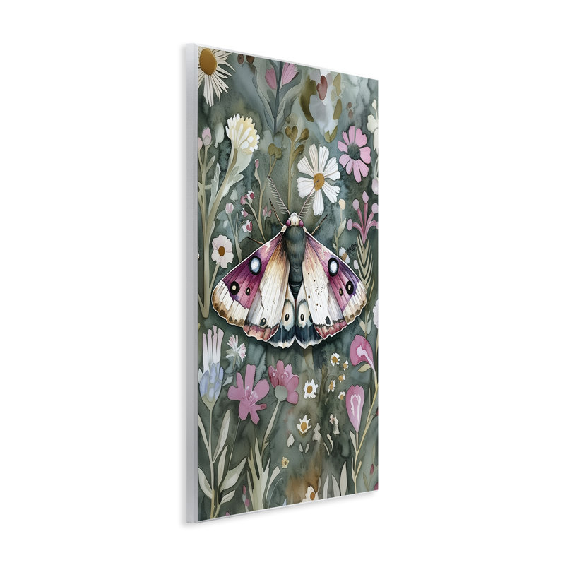 Magnifique plaque murale papillon sur fond floral, design par The Dutch Lady, H 15 po x l 10 po