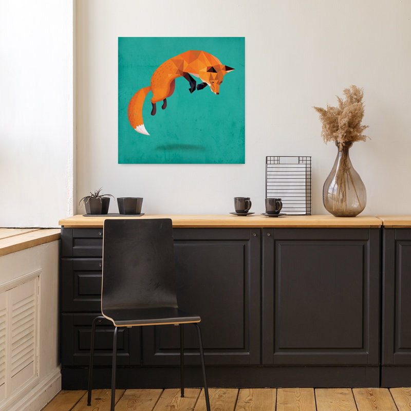 Art urbain transitionnel, renard contemporain, 18" H x 18" W