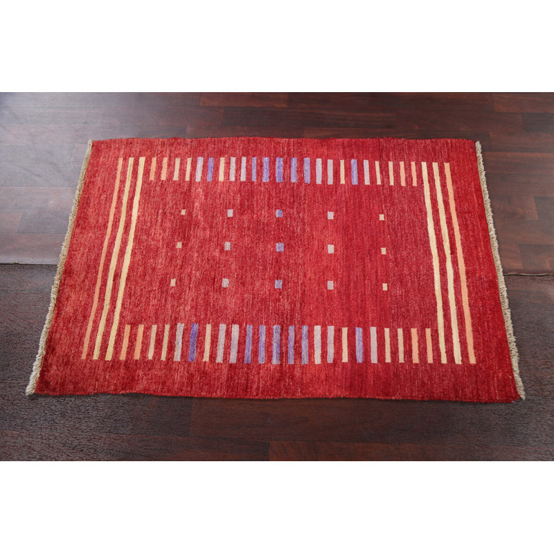 Tapis oriental O'Regan Red Gabbeh Kashkoli noué à la main 3 x 4