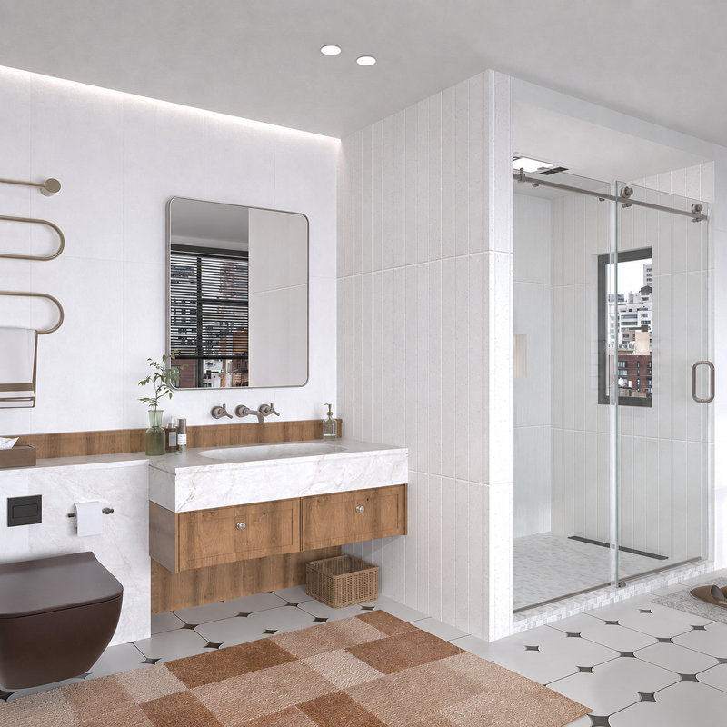 Cosy 30 in. W x 36 in. H Rectangular Modern Framed Wall Bathroom Vanity Mirror in Brushed Nickel, Brushed Nickel, 30" x 36"