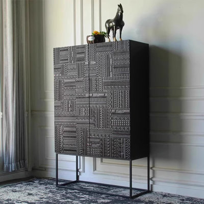Hand-Carved Simple Accent Cabinet Accent Cabinet