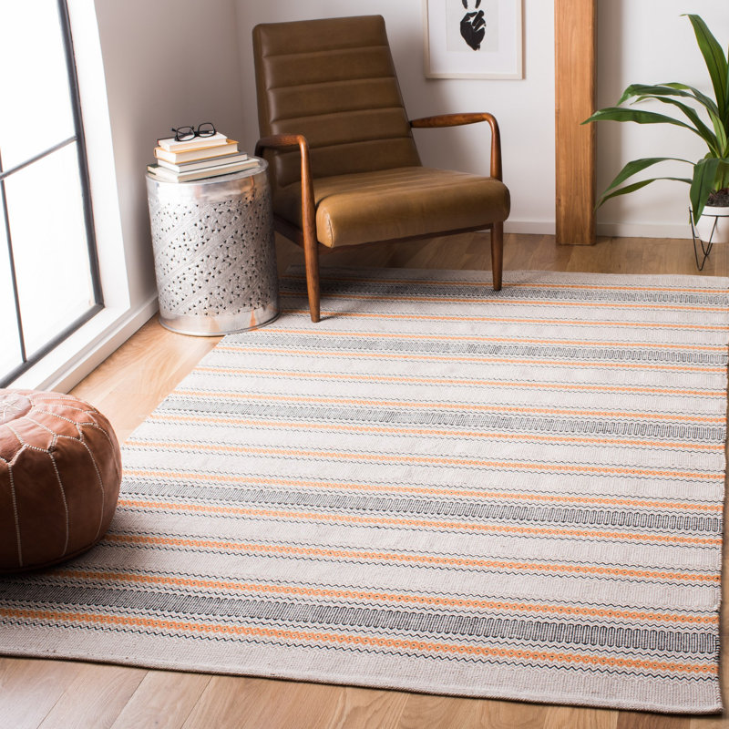 Tapis rayé en coton Annia, Rectangle 6 pi x 9 pi