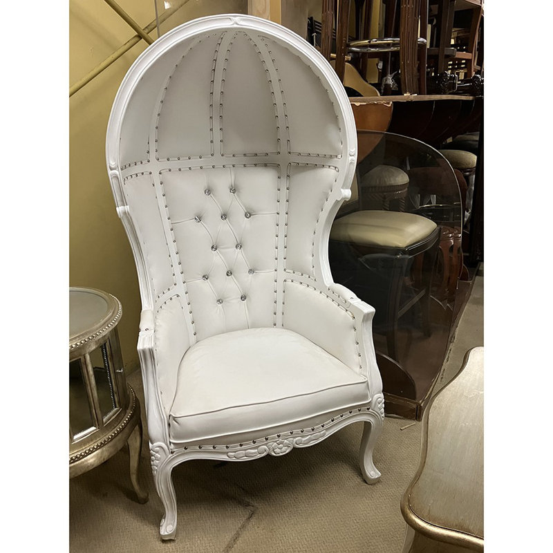 Keavie Upholstered Accent Chair, White, White Polyester