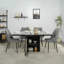 Table de salle à manger 63 "carrée, extensible, avec plateau de table en marbre imprimé et pieds de table de rangement avec base en métal-1134896830