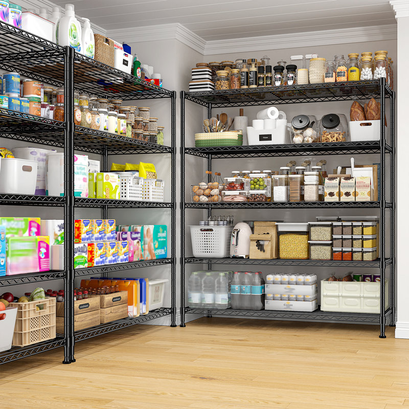 Étagère en fil métallique de 45 po, support de rangement réglable en acier pour le garage, la cuisine et le garde-manger