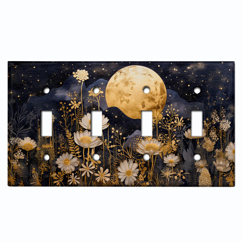 Couvercle de plaque d'interrupteur en métal; Bascule à 4 bandes US Standard - clair de lune pré, #4 Quad Toggle