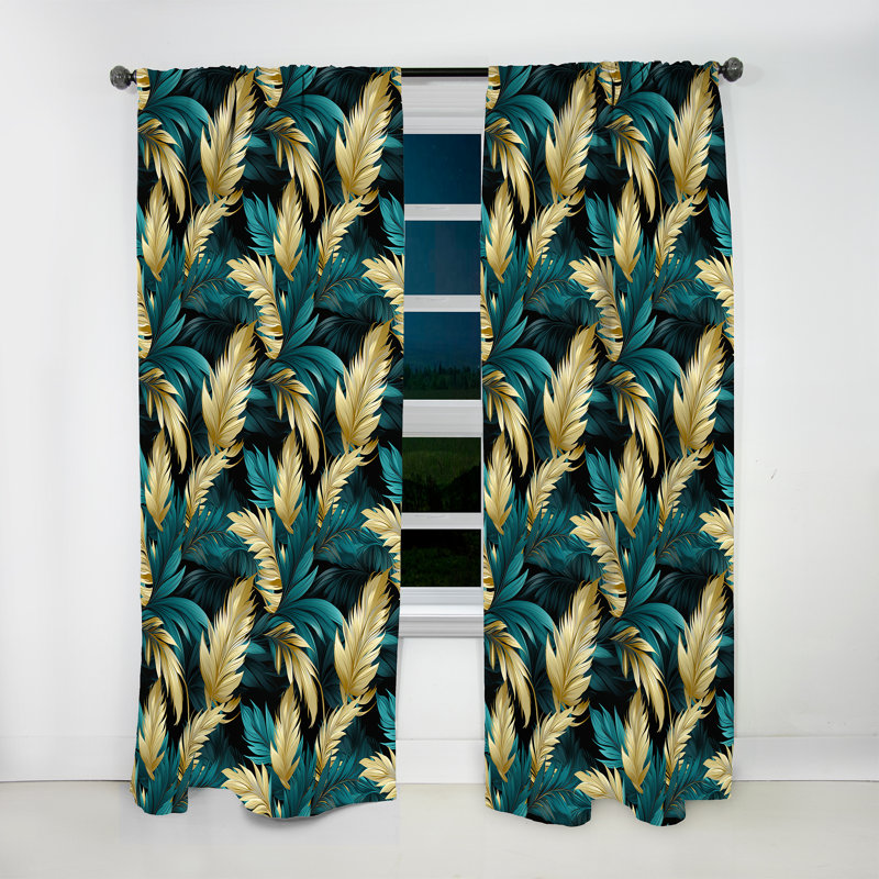 Motif tropical Palm Breeze III - Rideau floral - Velours obscurcissant - 1 panneau, L 52 po x L 90 po