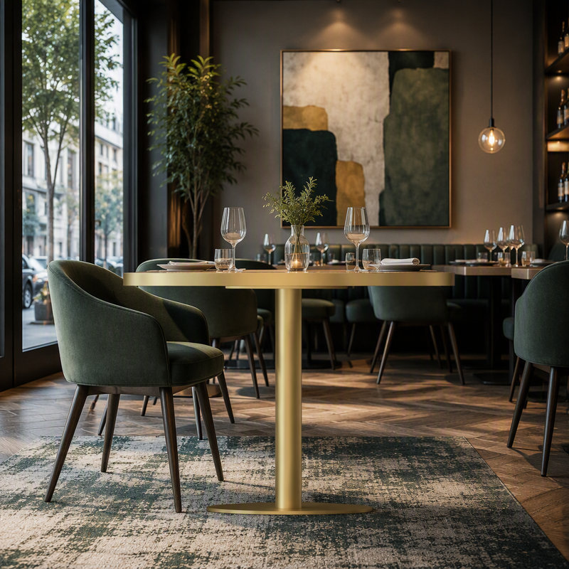 Table de salle à manger Modern, Blanc / Doré, Rond