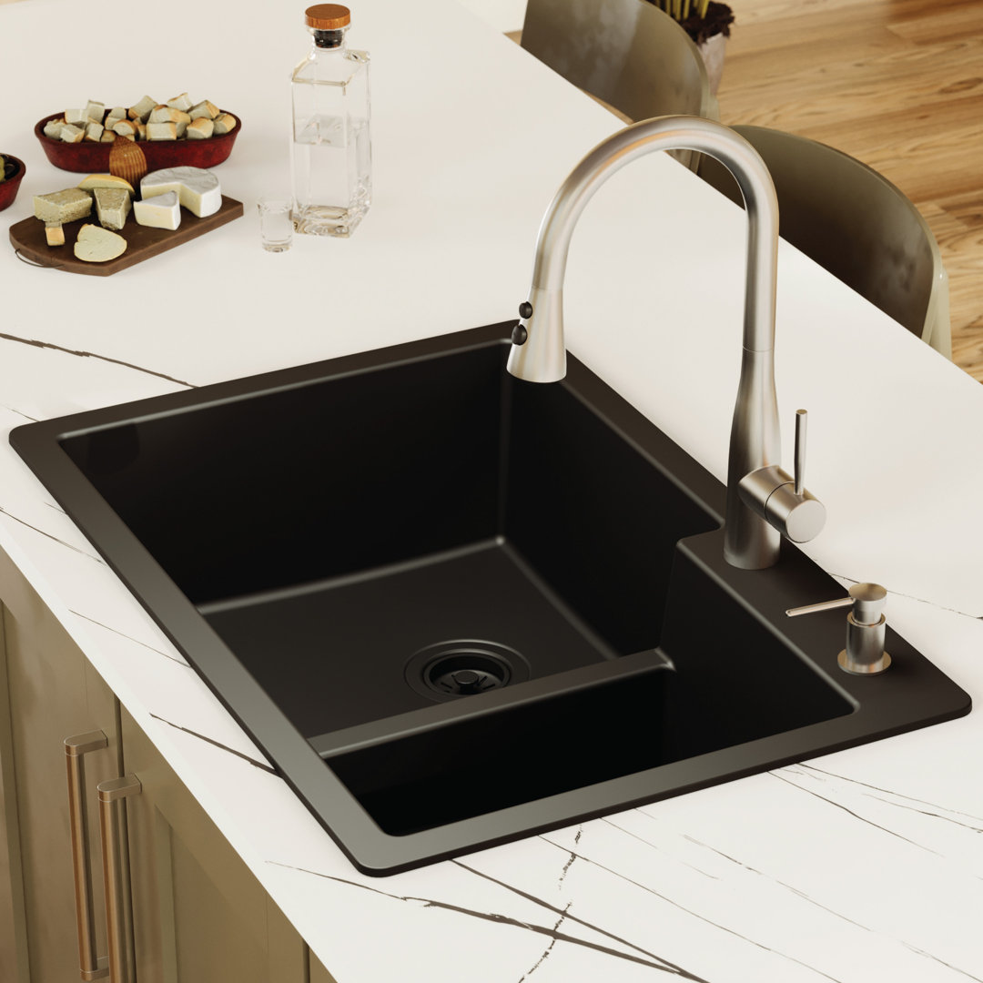 Karran Quartz 33'' X 22'' 60/40 Double Bowl Drop-in Kitchen Sink Karran 