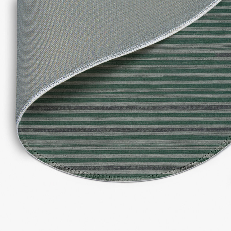 Tapis intérieur / extérieur vert HorizontalStripes, Rond 5 pi