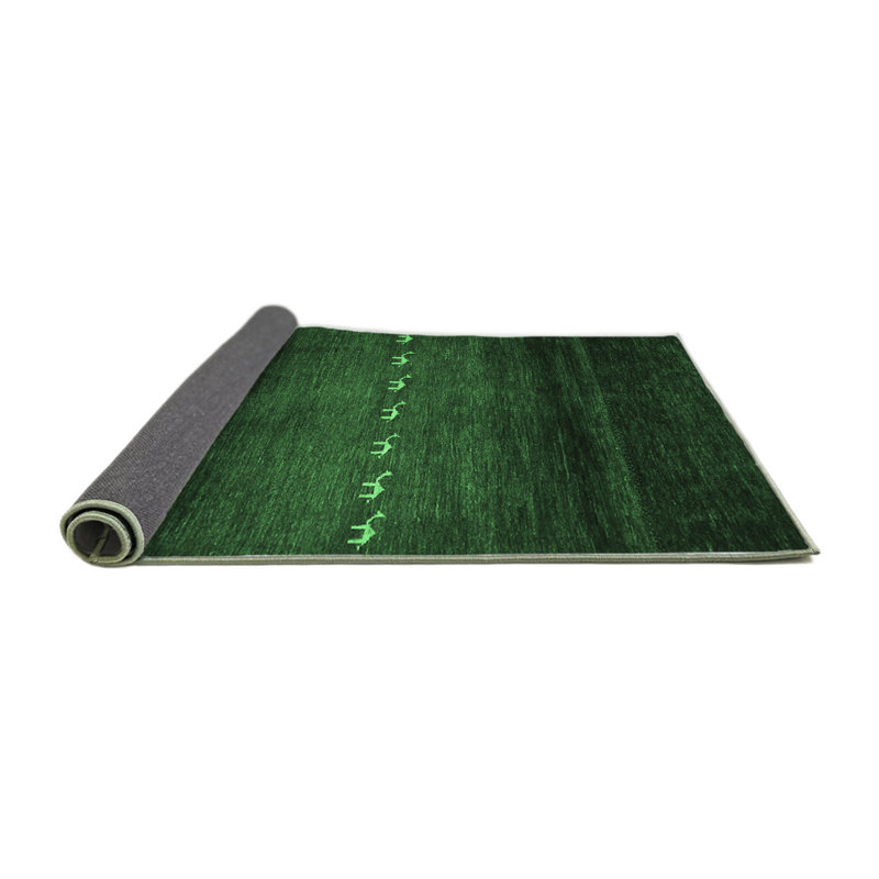Tapis en laine / polyester tissé à la machine vert foncé / vert clair, Rond 3 pi