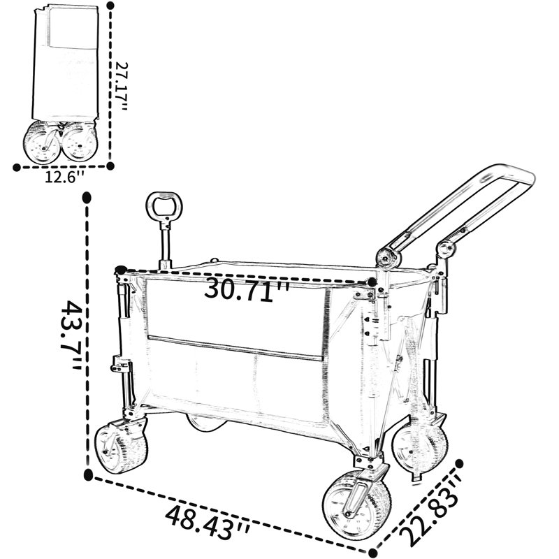 Multi-Functional Push-Pull Folding Wagon Cart With Rotating Handle & 360° All-Terrain Wheels – Heavy-Duty, Adjustable Design, Large Capacity For Transport, Groceries, And Outdoor Use
