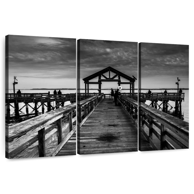 Monochrome potomac fishing pier Aletra, H 24 po x l 38 po