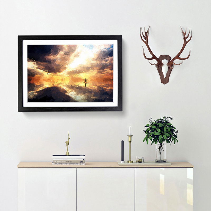 Fishing Boat in Abstract - Picture Frame Graphic Art Print, Black Framed, 48cm H x 65cm W x 2cm D