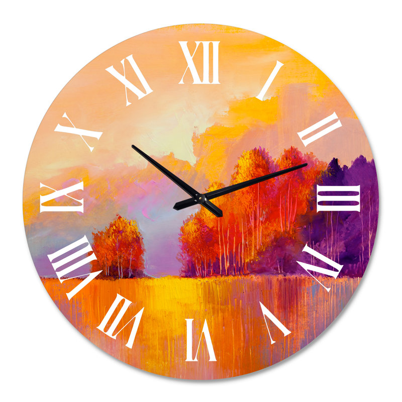 Arbre d'automne coloré forêt Treescape X III - Horloge murale de ferme, Grand