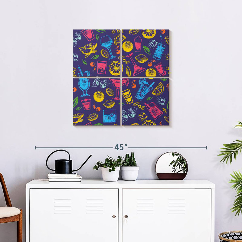 Illustration de cocktails, H 26 po x l 26 po