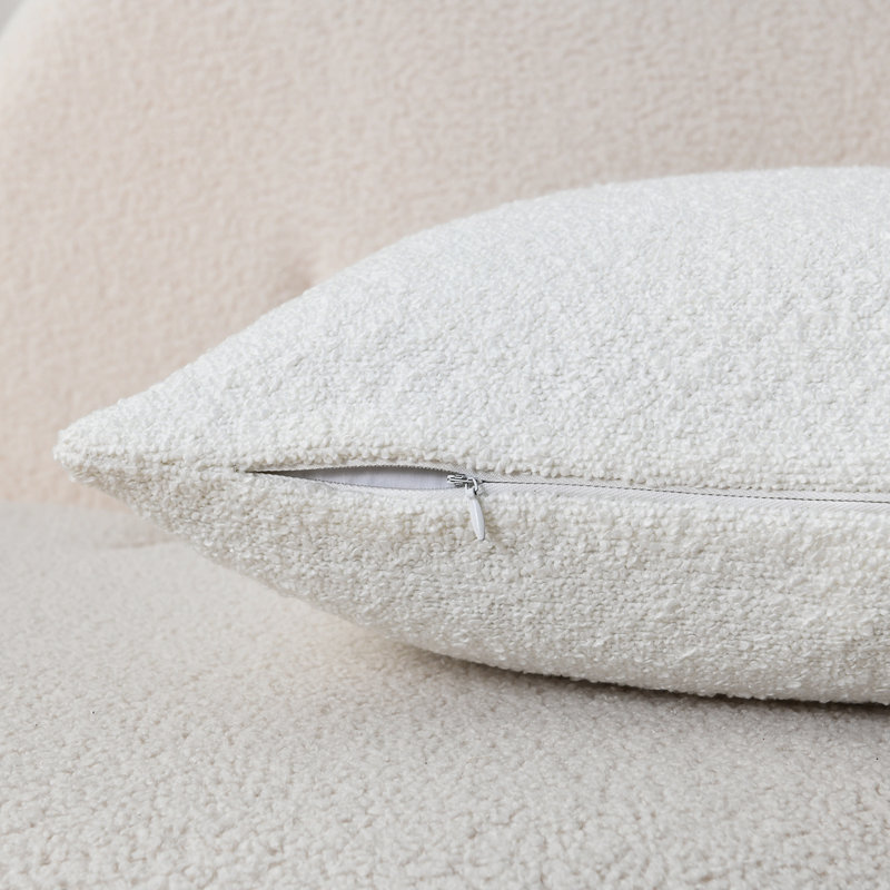 Textured Pillow Covers Textured Boucle Pillow Covers, White, Square 24"