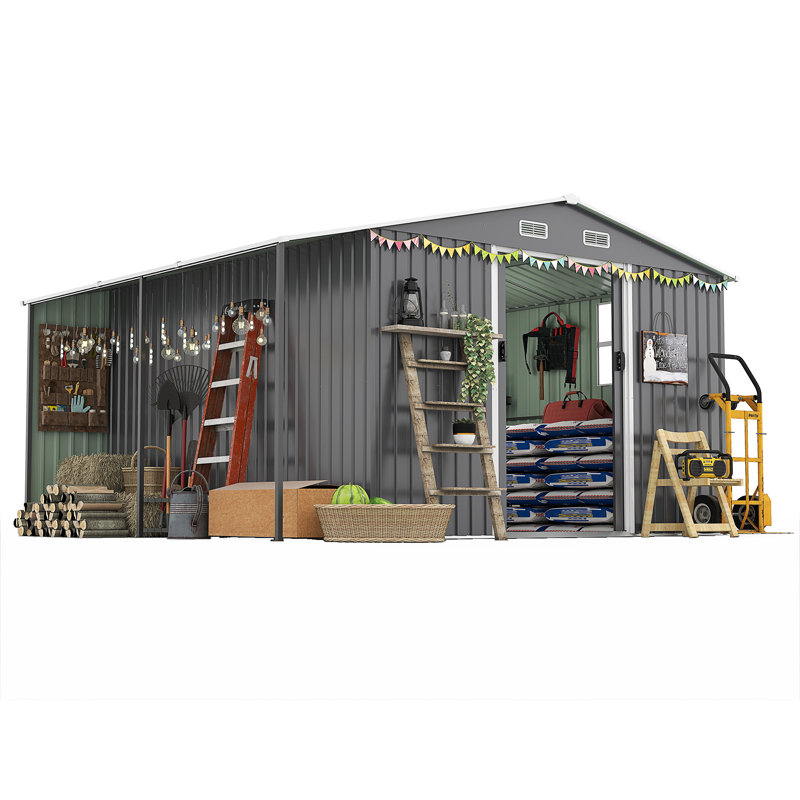 Remise de rangement extérieure 10 pi x 12 pi, Gris foncé