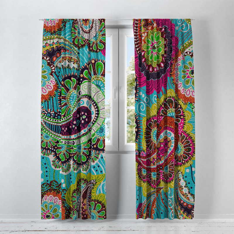 Panneau de rideau simple semi-transparent Abstract Paisley, L 40 po x L 82 po