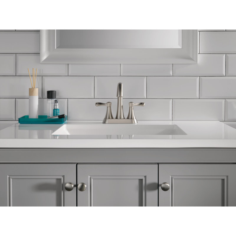 Esato Centerset Bathroom Faucet with Drain Assembly, Spotshield Brushed Nickel