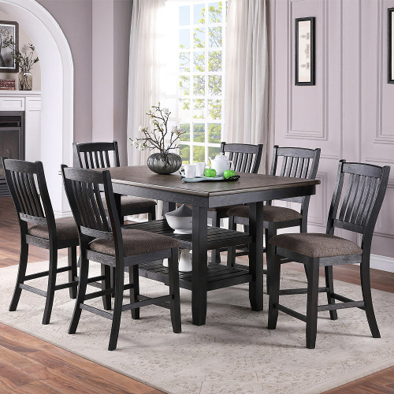 Chaises hautes rembourrées en tissu café foncé