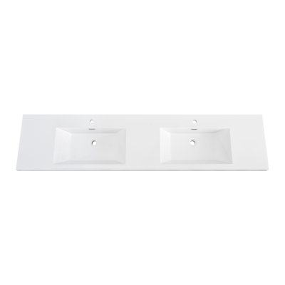 84" White Integrated Resin Sink For Double-sink Vanities
