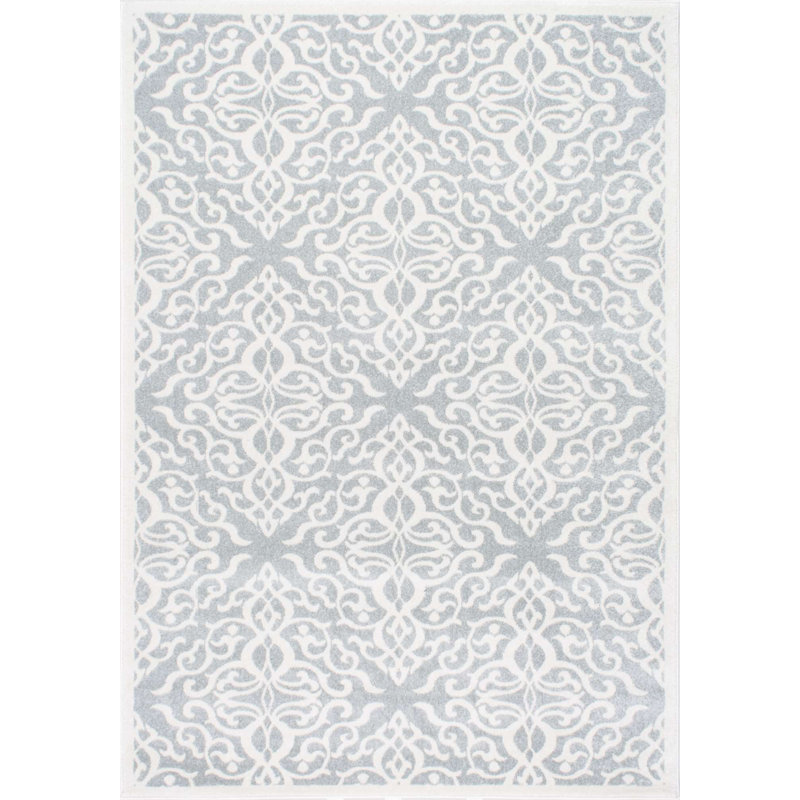 Tapis à motif géométrique pour le salon, la chambre à coucher, la salle à manger et la cuisine Tyner, gris / ivoire